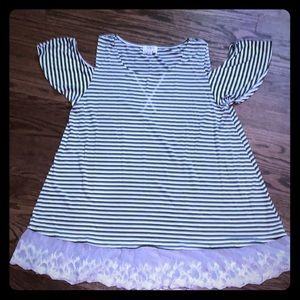 Green & White Striped Umgee Top